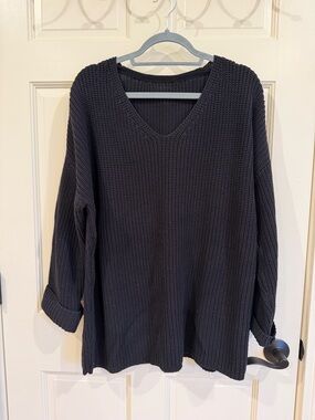 Jenni Kayne Cotton V-Neck Fisherman Sweater